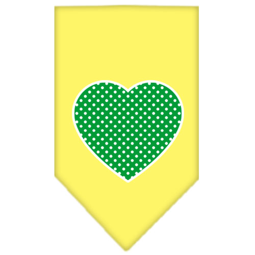 Green Swiss Dot Heart Screen Print Bandana Yellow Large